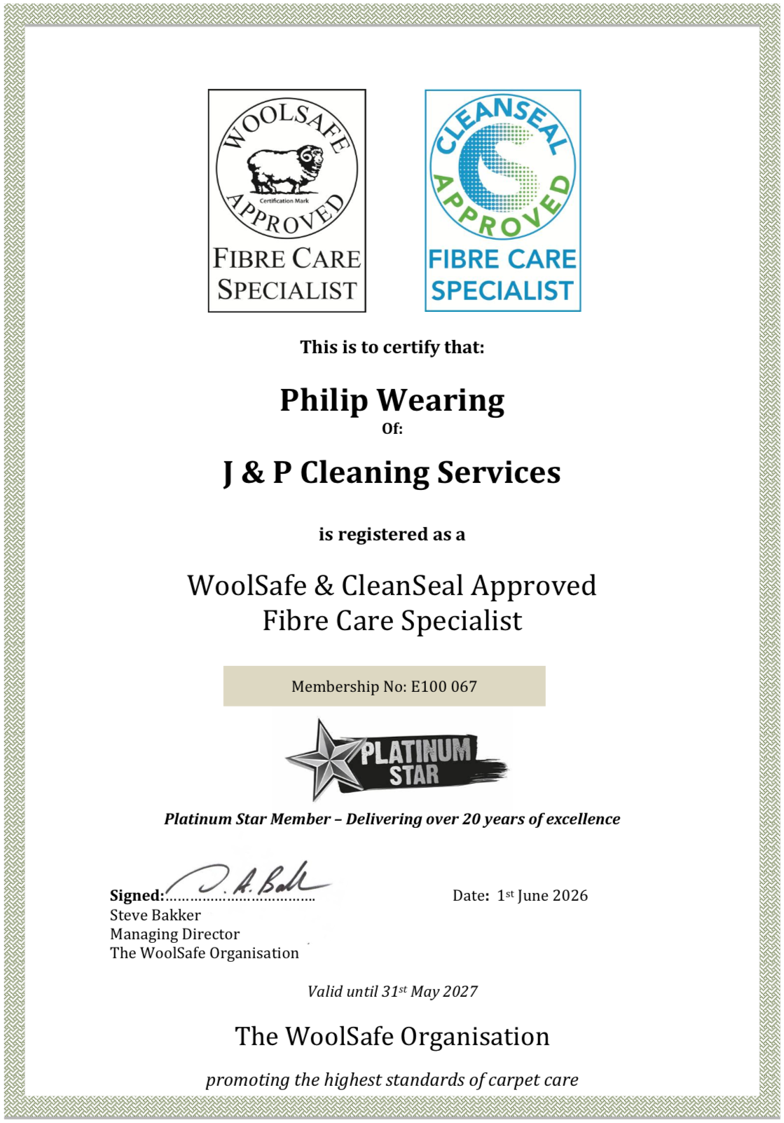 WoolSafe & CleanSeal Approved Fibre Care Specialist